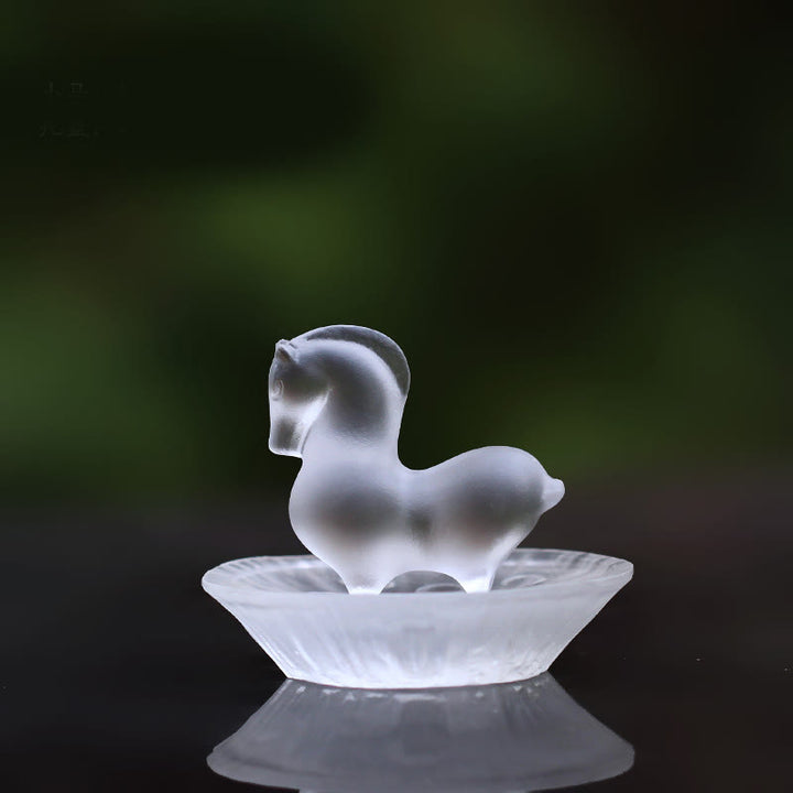 Buddha Stones Anno del Cavallo Baccello di Loto Foglia di Loto Liuli Opera d'Arte di Cristallo Decorazione Energetica per la Casa e l'Ufficio - Tappetino per pod Horse&Lotus - image 11