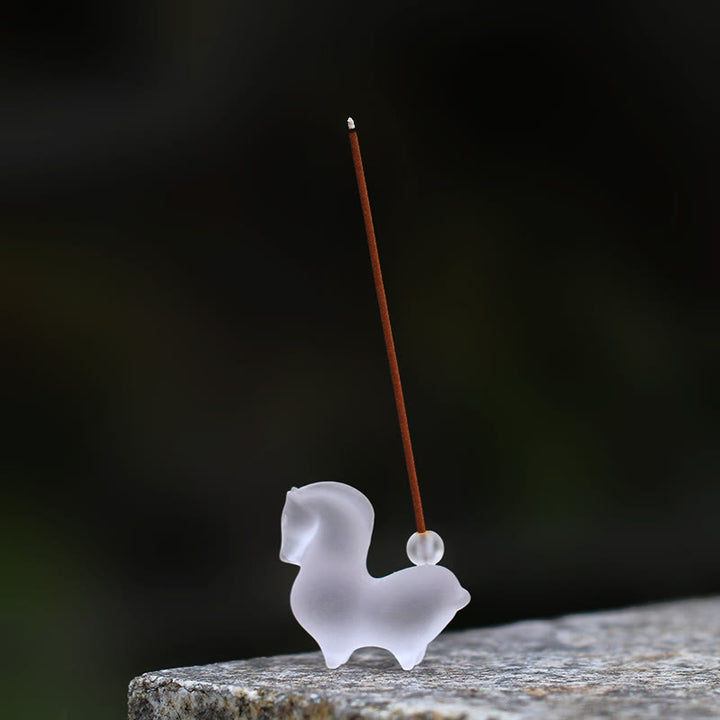 Buddha Stones Anno del Cavallo Baccello di Loto Foglia di Loto Liuli Opera d'Arte di Cristallo Decorazione Energetica per la Casa e l'Ufficio - Cavallo con foro per incenso 4,5*2*4,2 cm - image 17