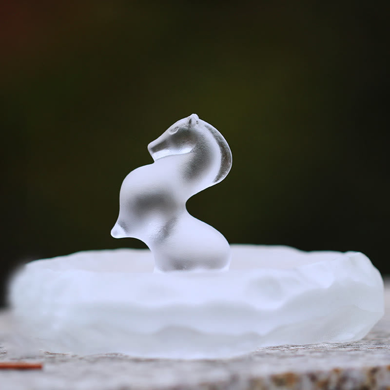 Buddha Stones Anno del Cavallo Baccello di Loto Foglia di Loto Liuli Opera d'Arte di Cristallo Decorazione Energetica per la Casa e l'Ufficio - image 1