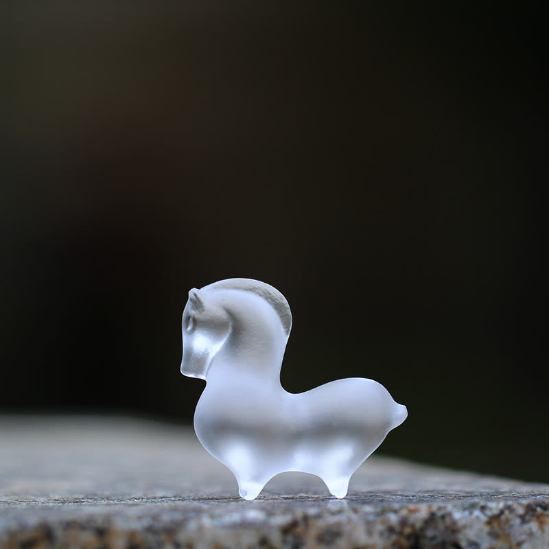 Buddha Stones Anno del Cavallo Baccello di Loto Foglia di Loto Liuli Opera d'Arte di Cristallo Decorazione Energetica per la Casa e l'Ufficio - Cavallo 4,5*2*4,2 cm - image 18