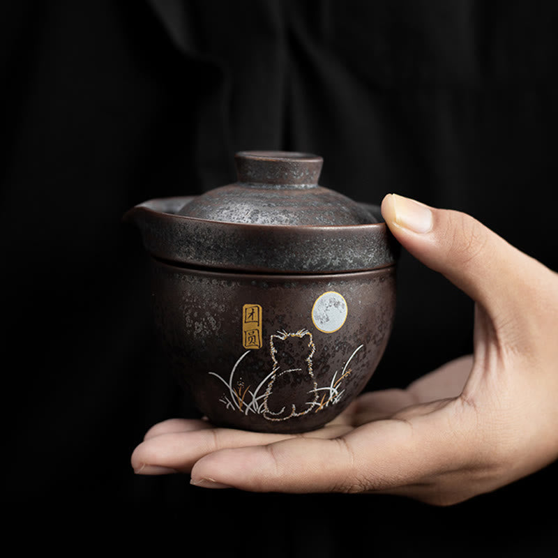 Tazza da tè Kung Fu con gatto carino Buddha Stones  - Riunire il set - image 0