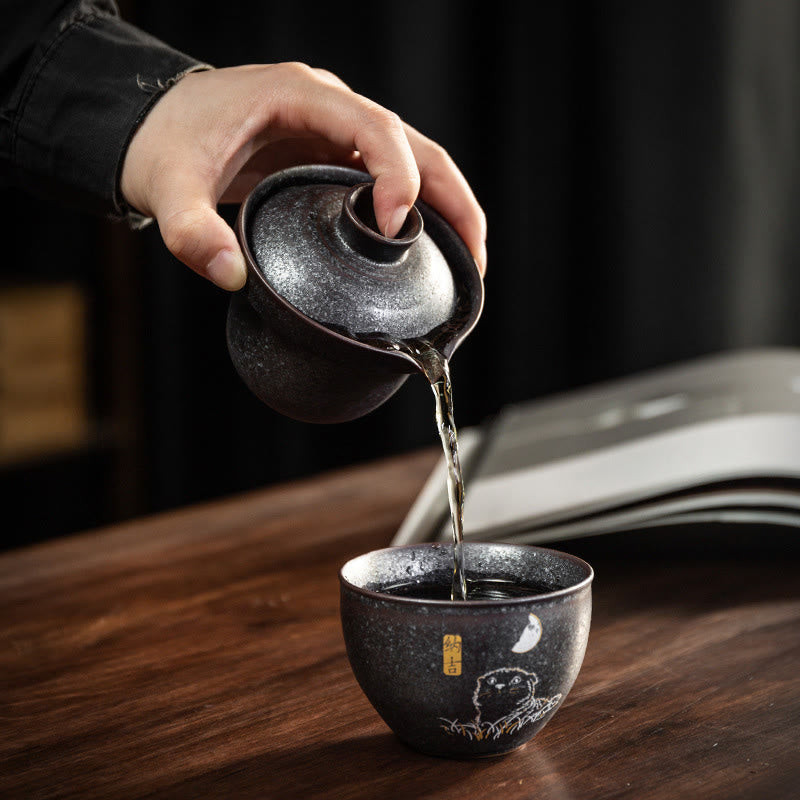 Tazza da tè Kung Fu con gatto carino Buddha Stones  - Set Abbraccia la Buona Fortuna - image 12