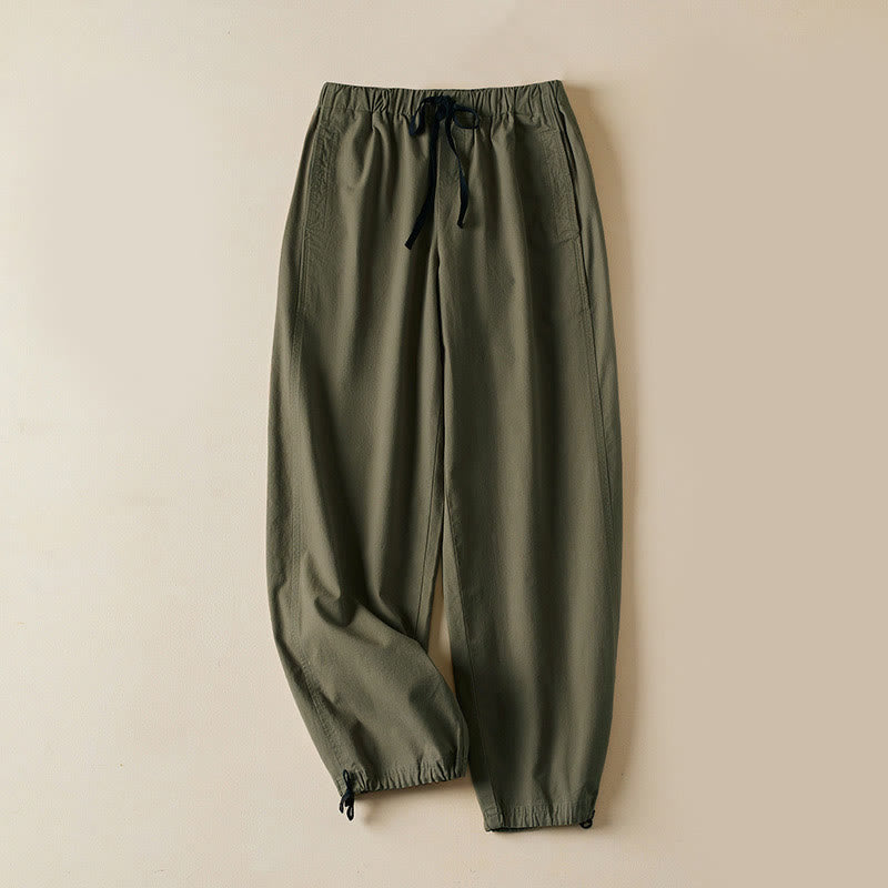 Pantaloni cargo da donna in cotone con coulisse Buddha Stones Fall, lunghezza 7-8, con tasche - Verde oliva - US12, UK/AU16, EU44 (3XL) - image 9