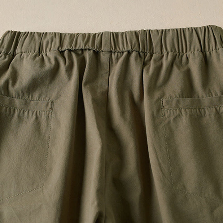 Pantaloni cargo da donna in cotone con coulisse Buddha Stones Fall, lunghezza 7-8, con tasche - image 4