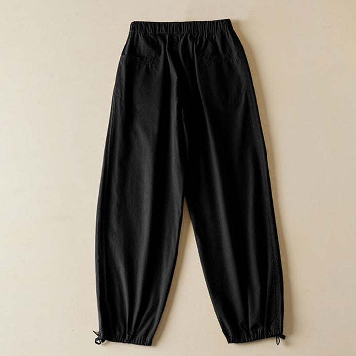 Pantaloni cargo da donna in cotone con coulisse Buddha Stones Fall, lunghezza 7-8, con tasche - image 12