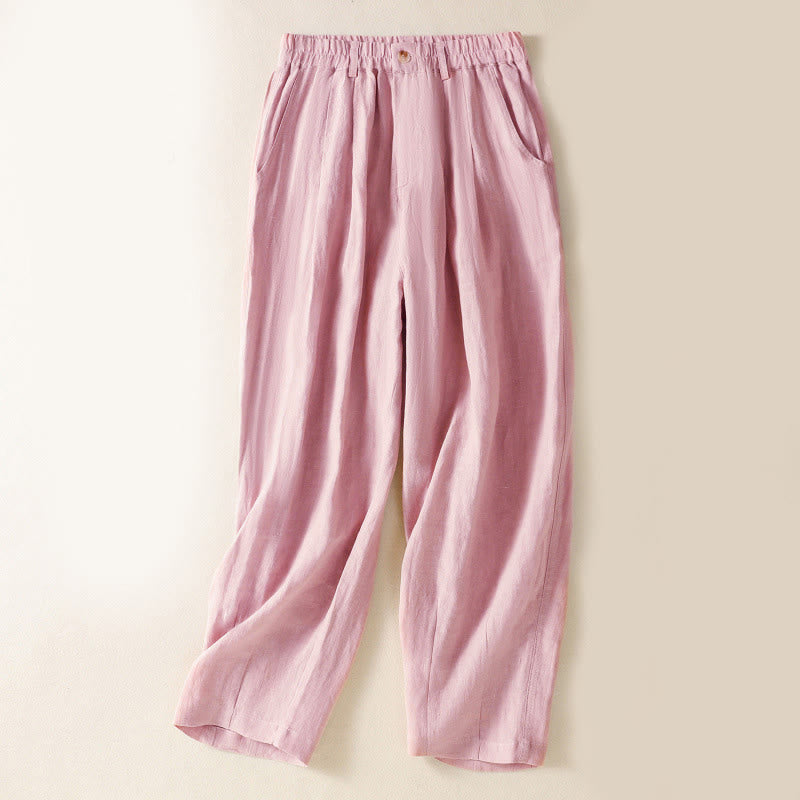 Pantaloni da donna alla caviglia con tasche e bottoni e cerniera estiva Buddha Stones - Rosa chiaro - US8-10, UK/AU12-14, EU40-42 (2XL) - image 8