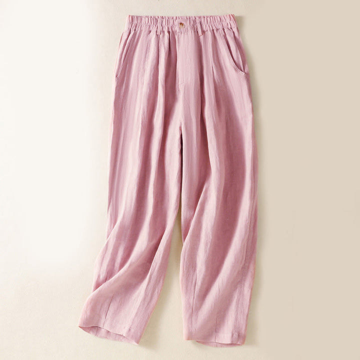 Pantaloni da donna alla caviglia con tasche e bottoni e cerniera estiva Buddha Stones - Rosa chiaro - US8-10, UK/AU12-14, EU40-42 (2XL) - image 8