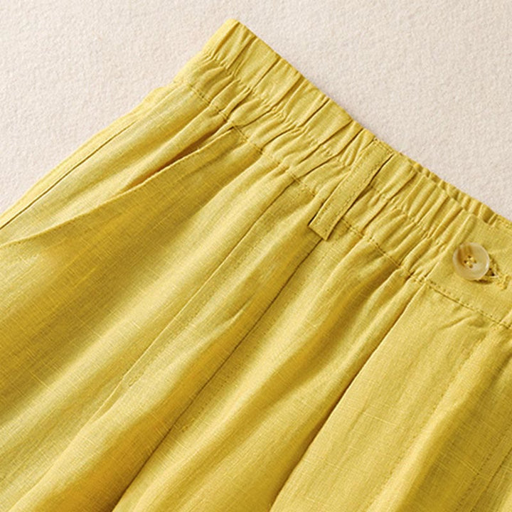 Pantaloni da donna alla caviglia con tasche e bottoni e cerniera estiva Buddha Stones - image 5