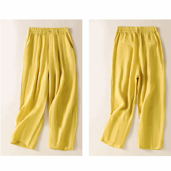 Pantaloni da donna alla caviglia con tasche e bottoni e cerniera estiva Buddha Stones - image 3