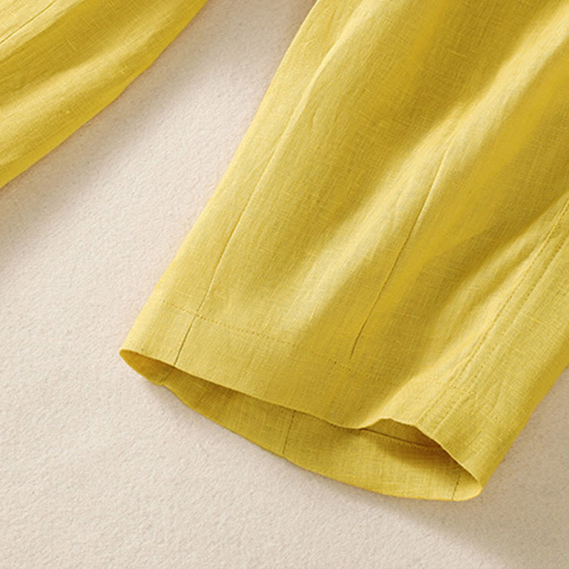 Pantaloni da donna alla caviglia con tasche e bottoni e cerniera estiva Buddha Stones - image 7