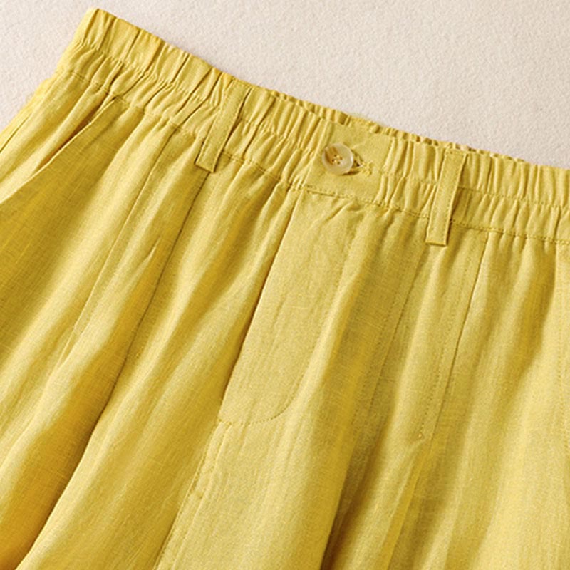 Pantaloni da donna alla caviglia con tasche e bottoni e cerniera estiva Buddha Stones - image 4