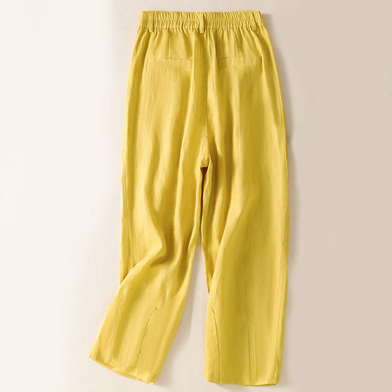 Pantaloni da donna alla caviglia con tasche e bottoni e cerniera estiva Buddha Stones - image 2