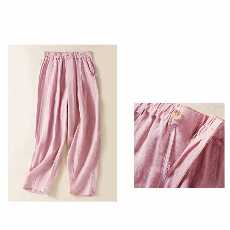 Pantaloni da donna alla caviglia con tasche e bottoni e cerniera estiva Buddha Stones - image 18