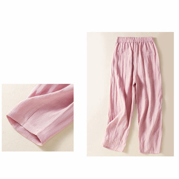 Pantaloni da donna alla caviglia con tasche e bottoni e cerniera estiva Buddha Stones - image 19