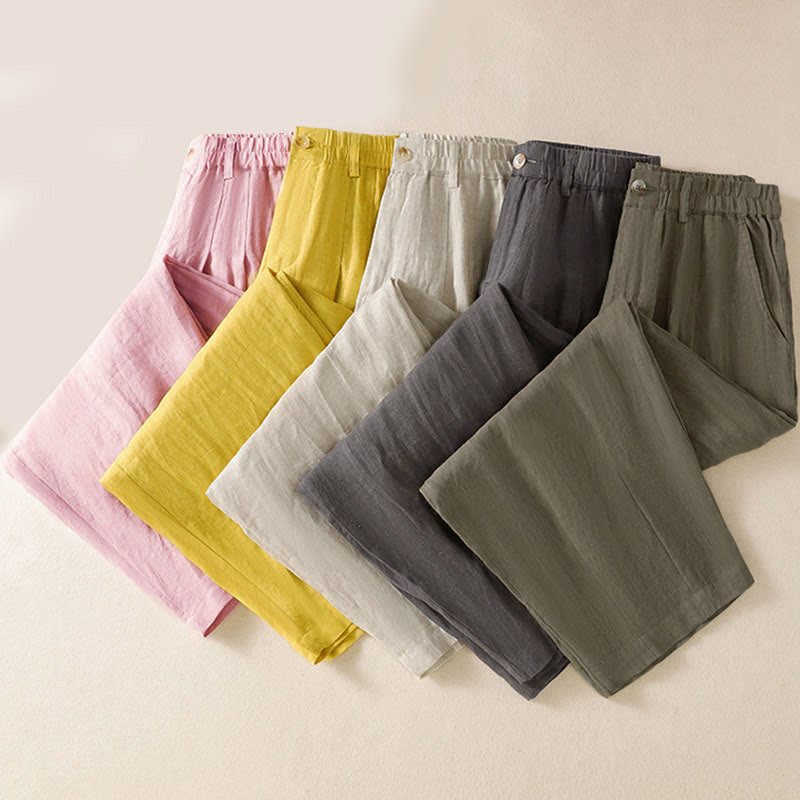 Pantaloni da donna alla caviglia con tasche e bottoni e cerniera estiva Buddha Stones - image 39