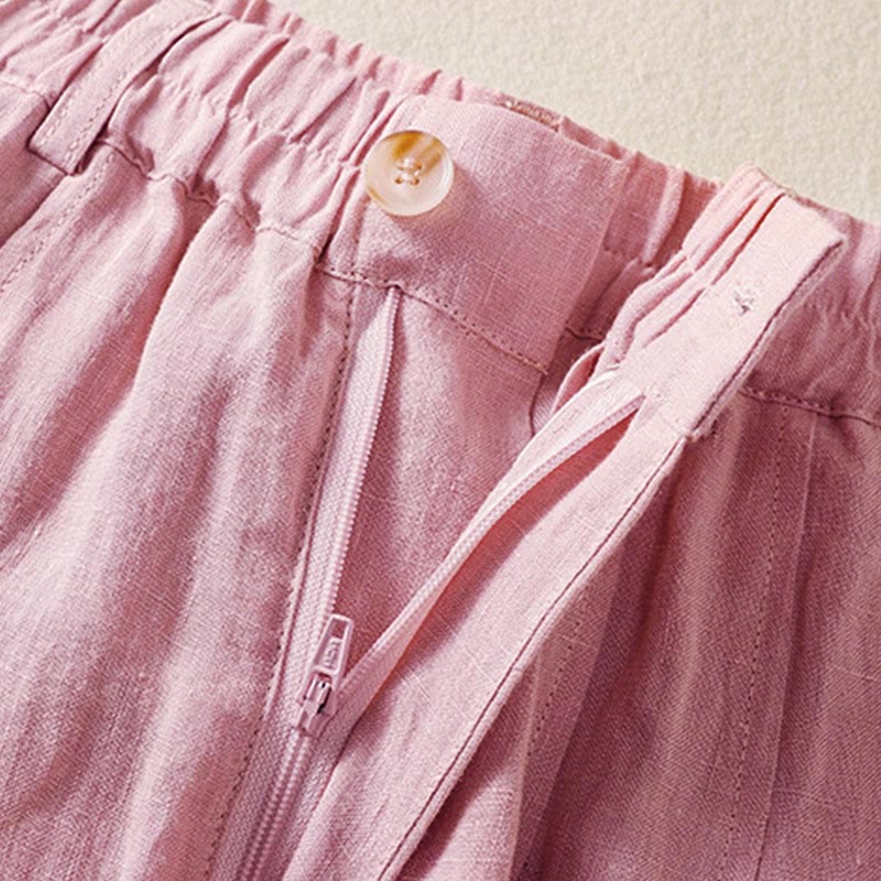 Pantaloni da donna alla caviglia con tasche e bottoni e cerniera estiva Buddha Stones - image 10