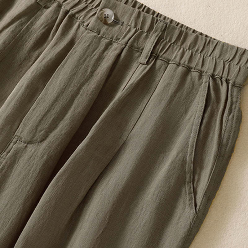 Pantaloni da donna alla caviglia con tasche e bottoni e cerniera estiva Buddha Stones - image 24