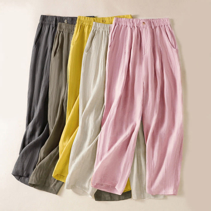 Pantaloni da donna alla caviglia con tasche e bottoni e cerniera estiva Buddha Stones - image 0