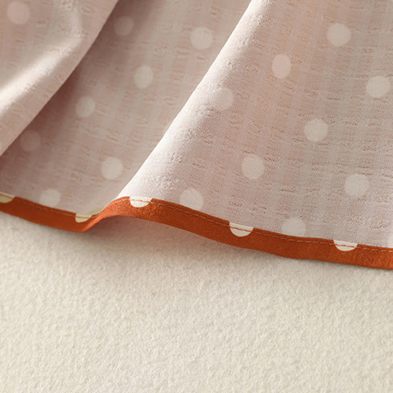 Abito midi da donna in cotone con scollo rotondo e maniche lunghe, motivo a pois autunnali Buddha Stones - image 7