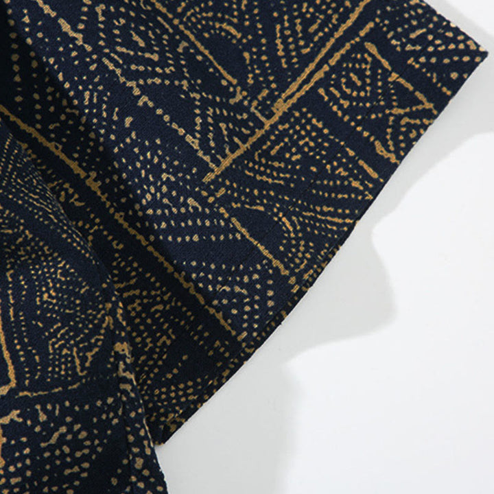 Kimono da uomo con motivo Buddha Stones, geometria, righe floreali, inchiostro di farfalla, apertura frontale e maniche corte. Kimono - image 7