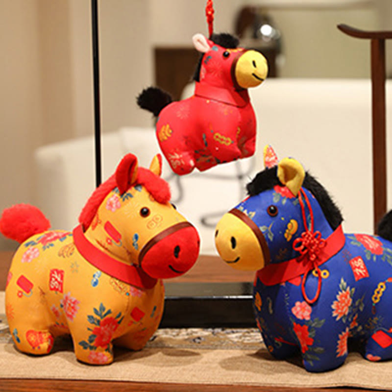 Buddha Stones Anno del Cavallo Decorazione da appendere con nodo cinese in corda rossa - image 0