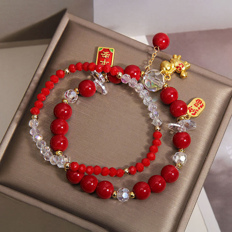 Braccialetto della prosperità in lingotti dell'anno del cavallo Buddha Stones - image 1