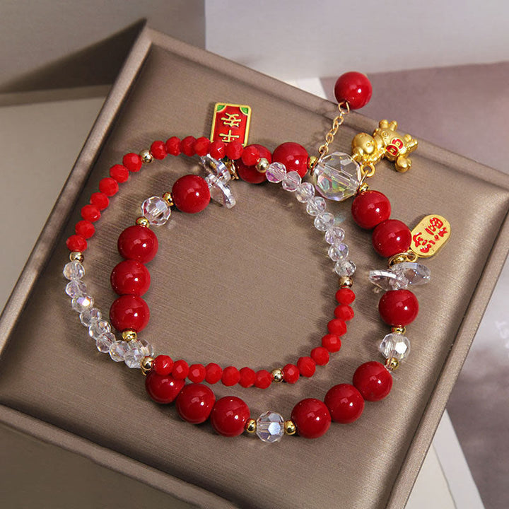 Braccialetto della prosperità in lingotti dell'anno del cavallo Buddha Stones - image 1