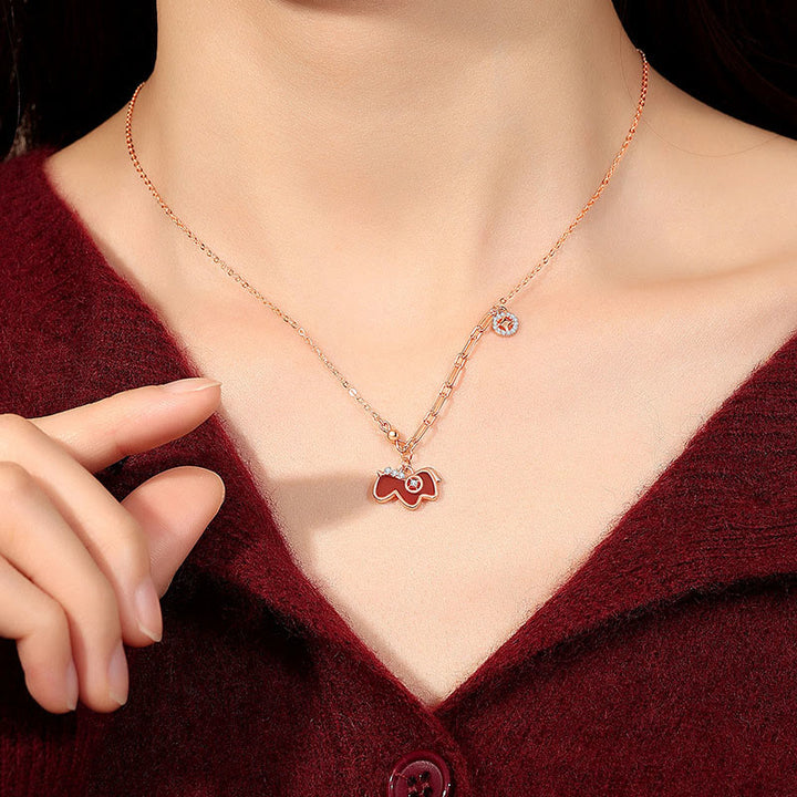 Collana con ciondolo in argento sterling 925 Buddha Stones, anno del cavallo, agata rossa, fiducia - image 3