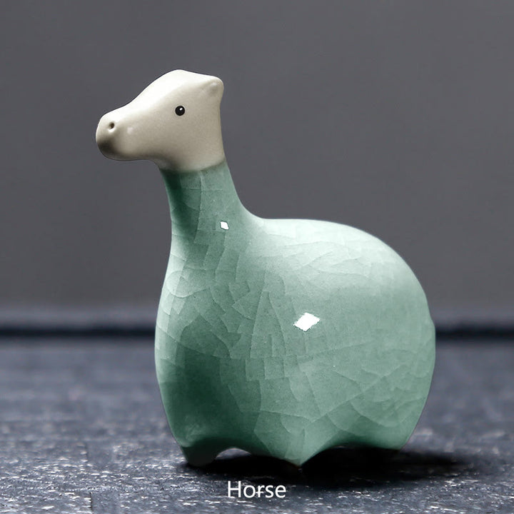 Buddha Stones Zodiaco cinese Ceramica Tè Animale domestico Decorazione per la casa - Cavallo cachi 6,7*6,8 cm - image 10