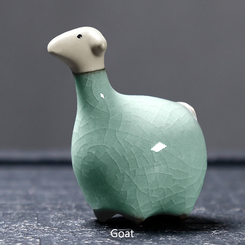 Buddha Stones Zodiaco cinese Ceramica Tè Animale domestico Decorazione per la casa - Capra cachi 6,7*6,8 cm - image 12