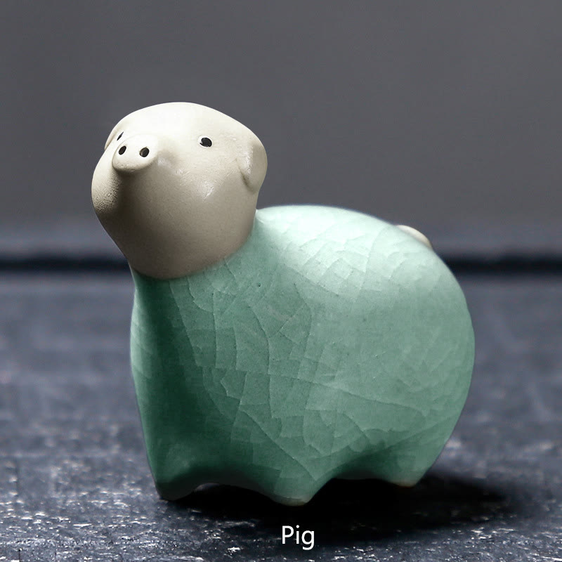 Buddha Stones Zodiaco cinese Ceramica Tè Animale domestico Decorazione per la casa - Maiale cachi 6,1*5,6 cm - image 16