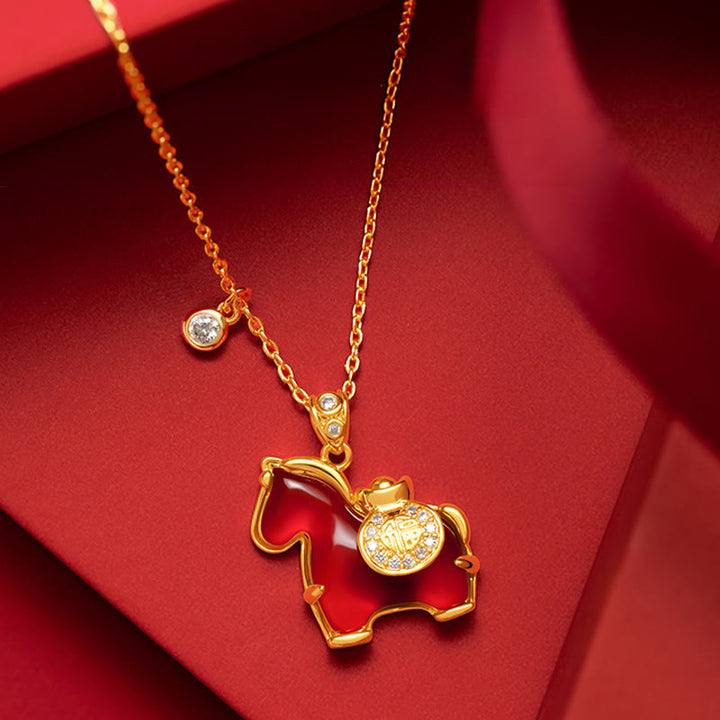 Buddha Stones Anno del Cavallo Agata Rossa Carattere Fu Collana Pendenti Fiducia - Cavallo di agata rossa - image 0