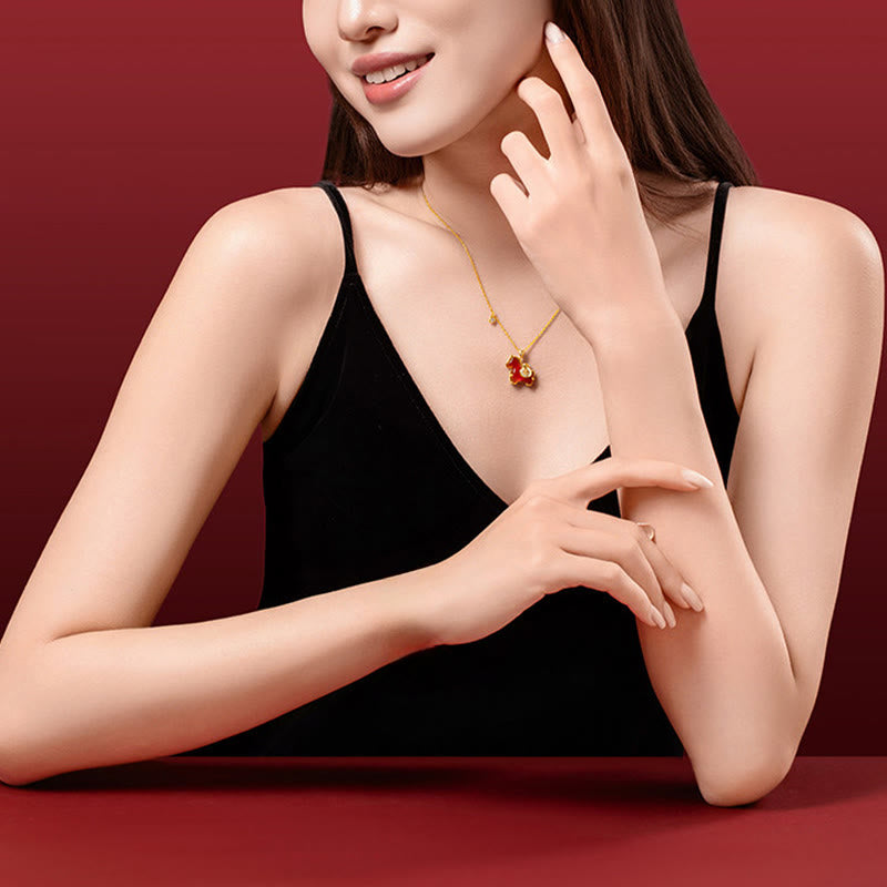 Buddha Stones Anno del Cavallo Agata Rossa Carattere Fu Collana Pendenti Fiducia - image 7