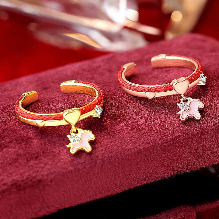 Anello aperto portafortuna in argento sterling 925 con cordino rosso Buddha Stones - image 2