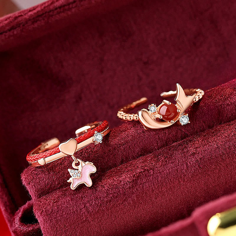 Anello aperto portafortuna in argento sterling 925 con cordino rosso Buddha Stones - image 4