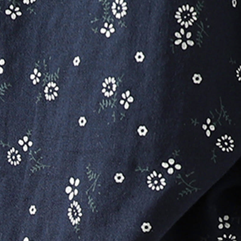 Camicia da donna in cotone a maniche lunghe con piccoli bottoni e motivo floreale autunnale Buddha Stones - image 10