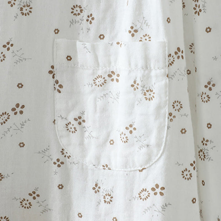 Camicia da donna in cotone a maniche lunghe con piccoli bottoni e motivo floreale autunnale Buddha Stones - image 13