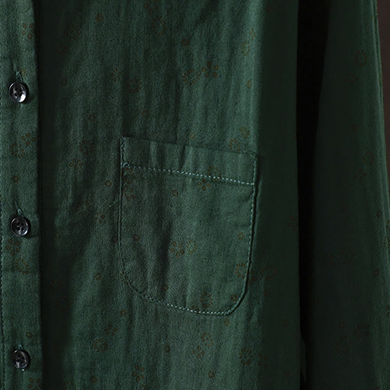 Camicia da donna in cotone a maniche lunghe con piccoli bottoni e motivo floreale autunnale Buddha Stones - image 19