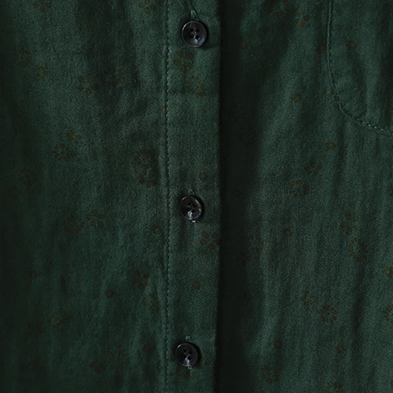 Camicia da donna in cotone a maniche lunghe con piccoli bottoni e motivo floreale autunnale Buddha Stones - image 20