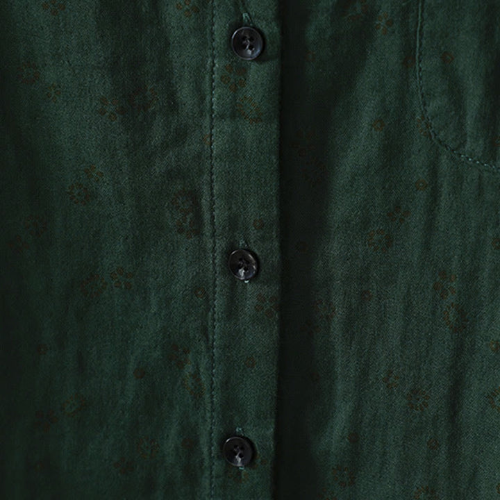 Camicia da donna in cotone a maniche lunghe con piccoli bottoni e motivo floreale autunnale Buddha Stones - image 20