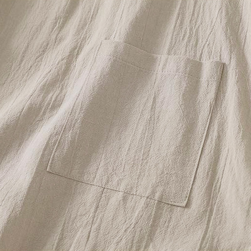 Camicia da donna in cotone a maniche lunghe con scollo rotondo e tre bottoni, modello Buddha Stones Fall Plain - image 4