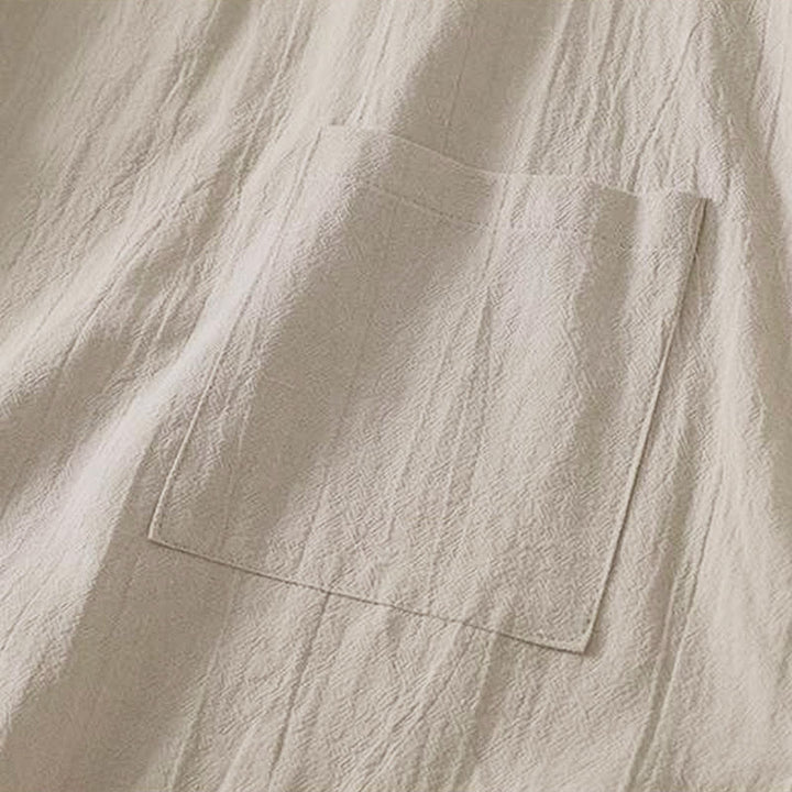 Camicia da donna in cotone a maniche lunghe con scollo rotondo e tre bottoni, modello Buddha Stones Fall Plain - image 4