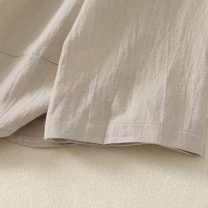 Camicia da donna in cotone a maniche lunghe con scollo rotondo e tre bottoni, modello Buddha Stones Fall Plain - image 6