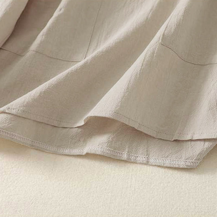 Camicia da donna in cotone a maniche lunghe con scollo rotondo e tre bottoni, modello Buddha Stones Fall Plain - image 7