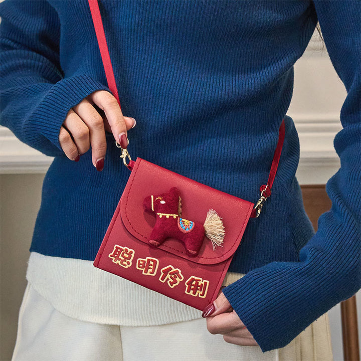 Borsa a tracolla rossa intelligente e intelligente per il nuovo anno del cavallo 2026 Buddha Stones - image 3