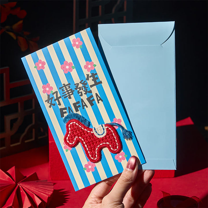 Buddha Stones Anno del Cavallo 2026 Ricamo di Capodanno Benedizioni Fortuna 6 pezzi Busta Rossa Cinese - image 16