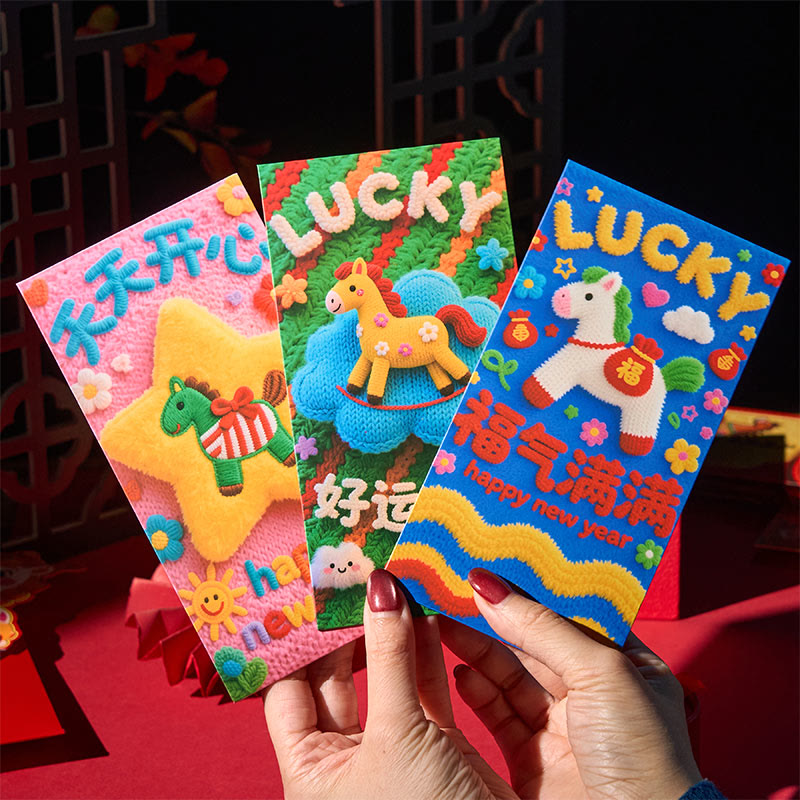 Buddha Stones Anno del Cavallo 2026 Capodanno Fortunato 6 pezzi Busta Rossa Cinese - image 2