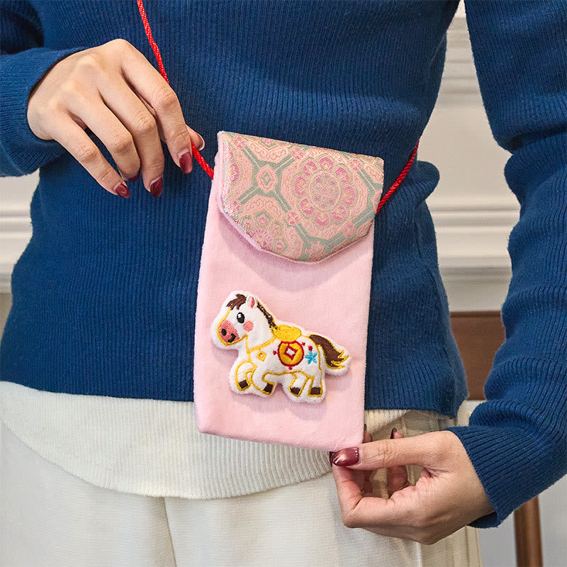 Buddha Stones Anno del Cavallo 2026 Capodanno Carattere Fu Lingotto Motivo Ricamo Busta Rossa Cinese - image 4