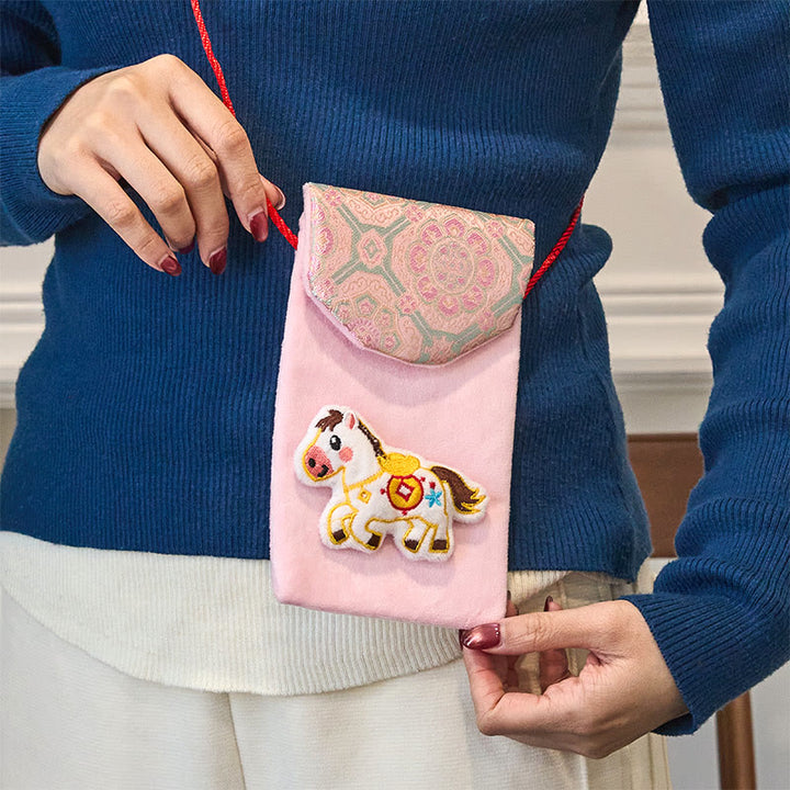 Buddha Stones Anno del Cavallo 2026 Capodanno Carattere Fu Lingotto Motivo Ricamo Busta Rossa Cinese - image 4