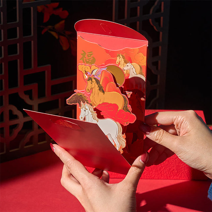 Buddha Stones Anno del Cavallo 2026 Capodanno Carattere Fu 6 pezzi Busta rossa cinese - image 5